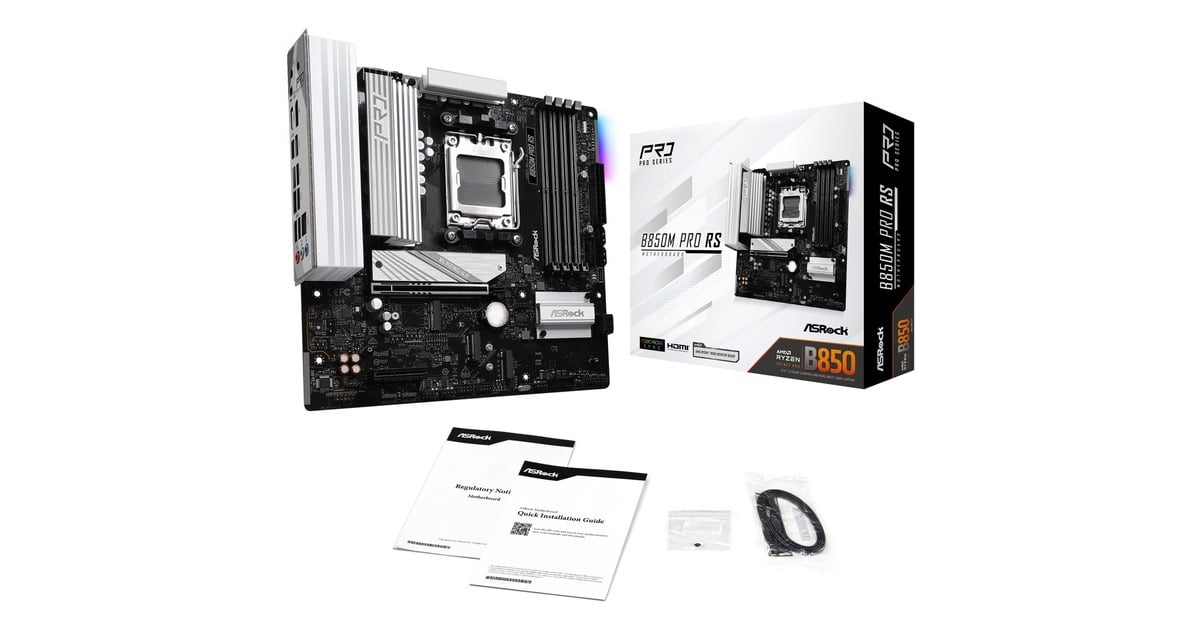 ASRockB850M Pro RS socket AM5 moederbord  (RAID, 2,5 Gb-LAN, Sound, µATX)