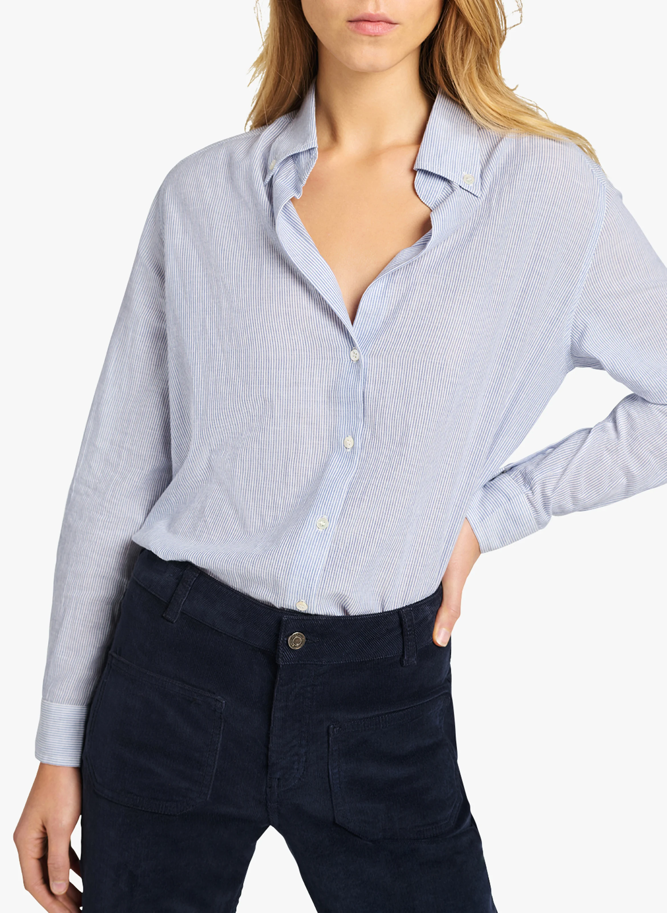 DRUYAT - Chemise col classique à rayures en coton | Multicolore