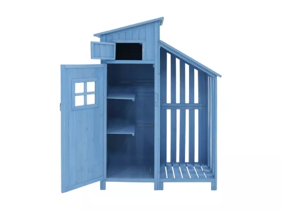 Abri de jardin en bois de sapin - remise à outils avec 2 étagères intégrées - H 173 cm - toit imperméable en PVC - Vert