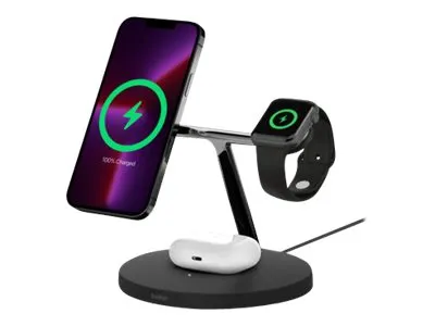 Belkin BoostCharge Pro - Trådløs opladningsstander - med MagSafe   AC-strømadapter - 15 Watt - Fast Charge - sort