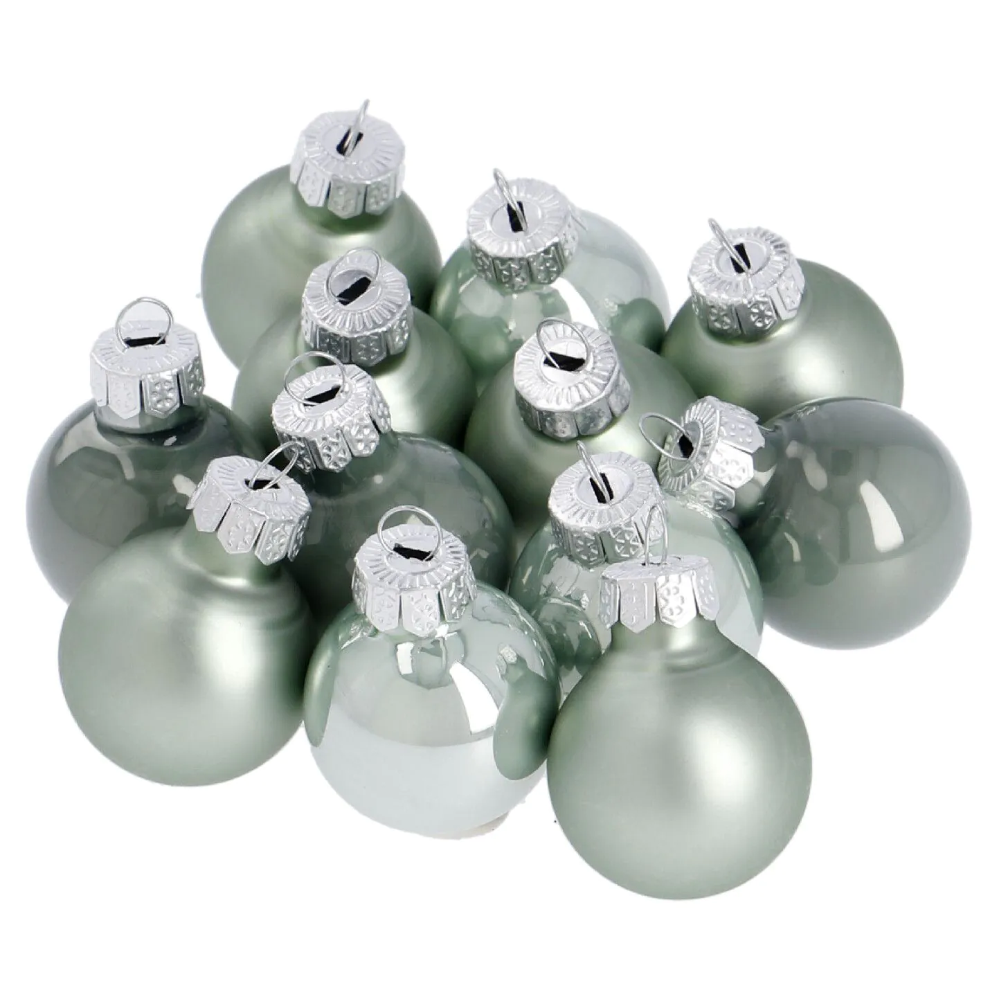 12er Weihnachtskugel Set Glaskugeln 2,5 cm, mint