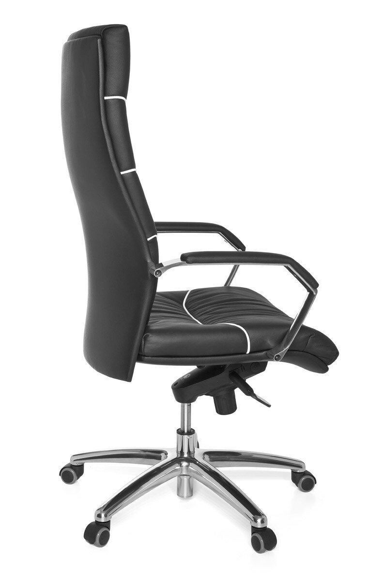 KADIMA DESIGN XXL Chefsessel Kanzas: Echtleder, Soft-Air Formpolster, verchromte Armlehnen, Aluminium-Fußkreuz, 5-Punkt Mechanik.