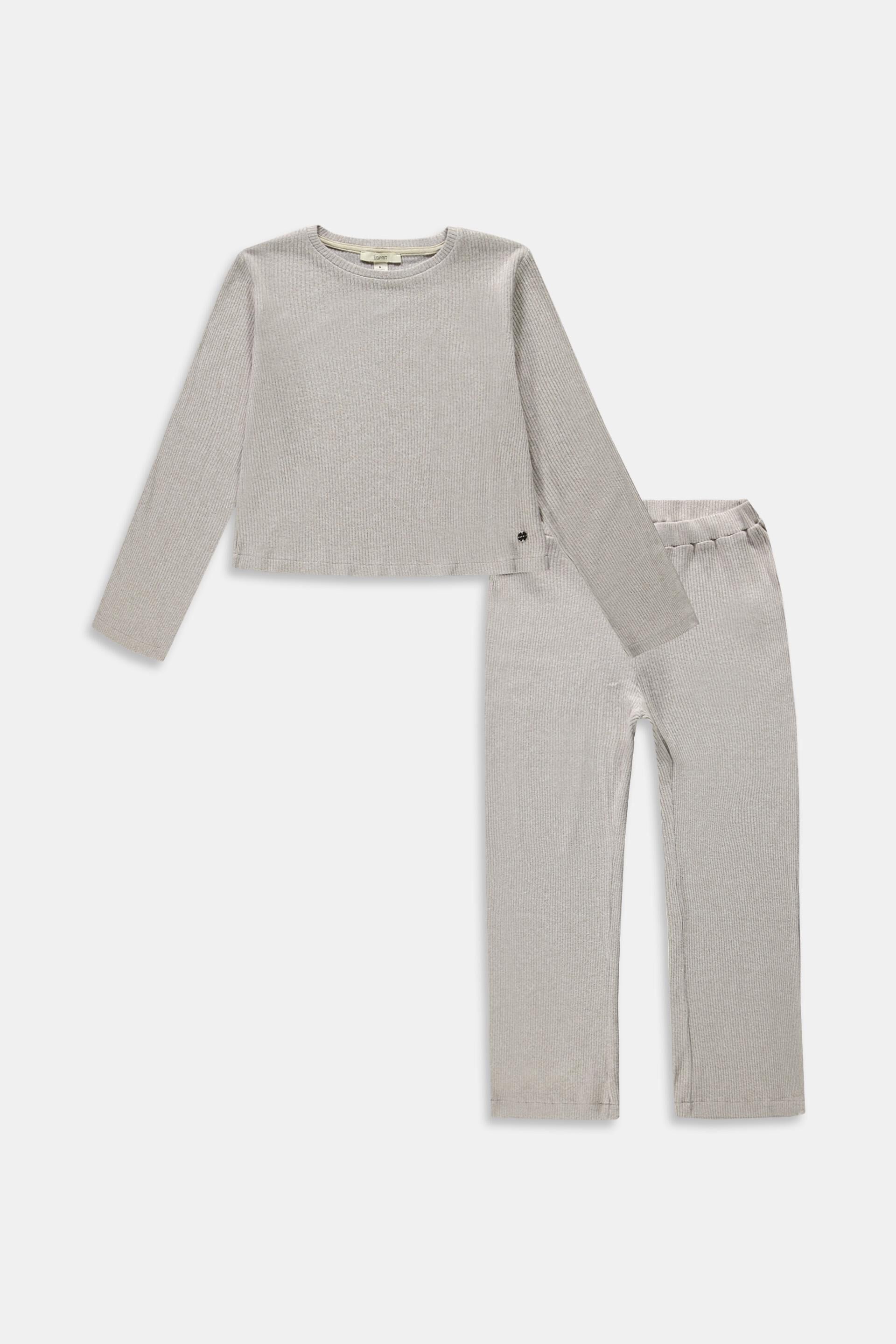 Ensemble : pull et pantalon en maille côtelée