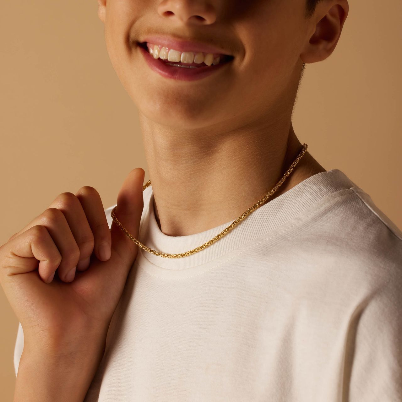 Gerecycled zilveren goldplated collier koningsschakel