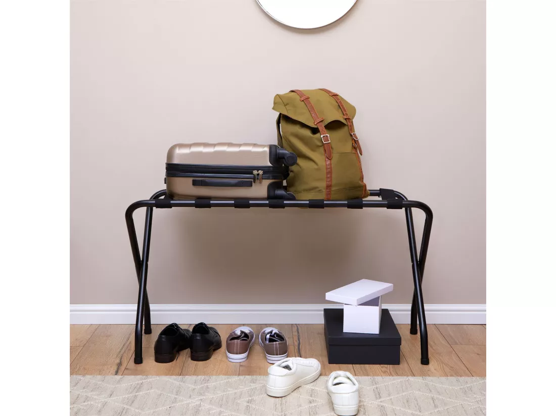 Porte-valise VOYAGE en métal noir, support-bagages accessoire de chambre hôtel pour sac de voyage et valise