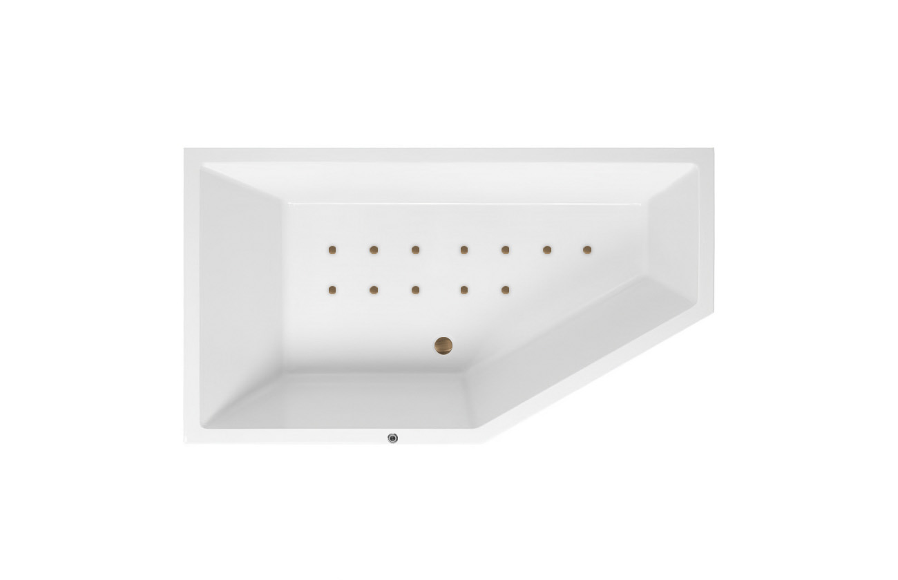 Lambini Designs Florence bubbelbad 160x90cm elektronisch links met 12 aerojets rose goud