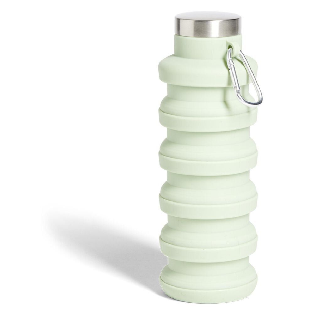 Bouteille rétractable 480ml inox et silicone vert pastel Ø7xH19cm