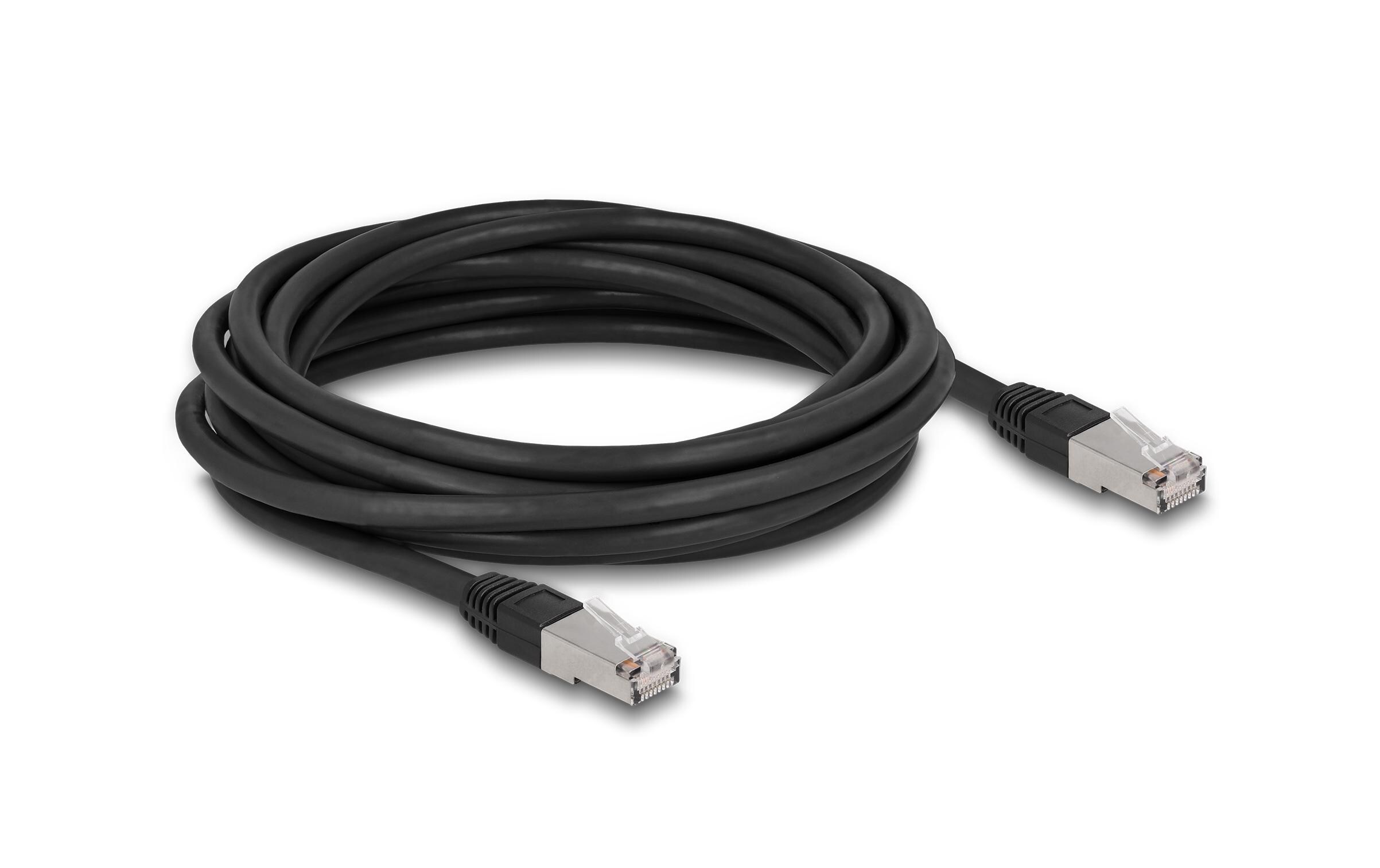 Patchkabel Outdoor Cat 6A, S/FTP, 5 m, SchwarzDelock RJ45 Netzwerkkabel Cat.6A S/FTP PE Outdoor 5 m schwarz