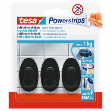 Powerstrips zelfklevende haken small ovaal - draagkracht tot 1 kg - 3 stuks