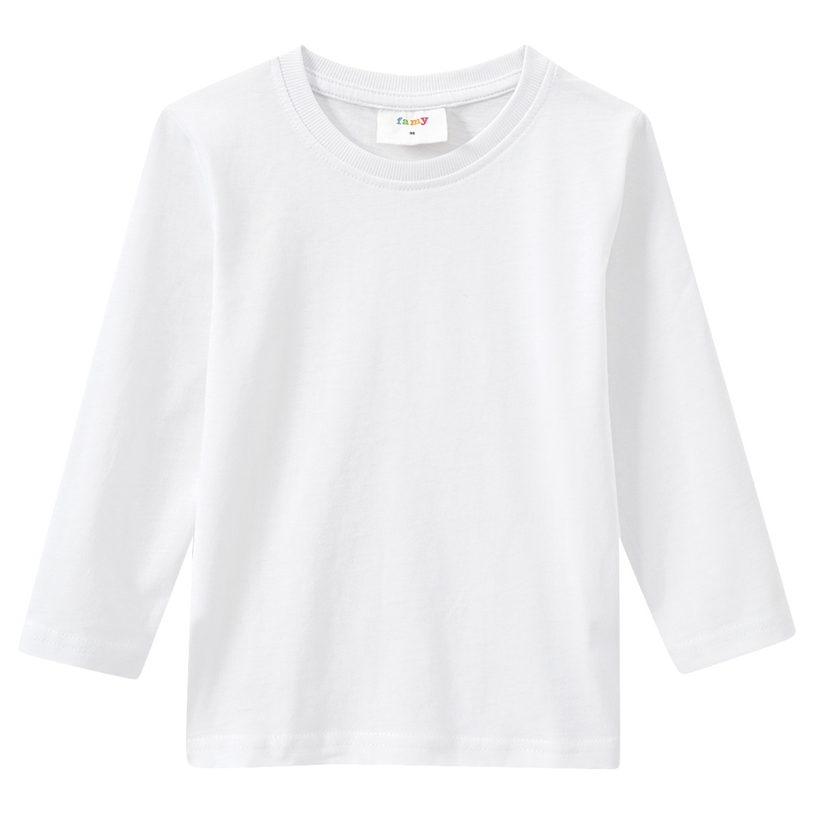 Famy Kinder Langarmshirt im Basic-Look weiss