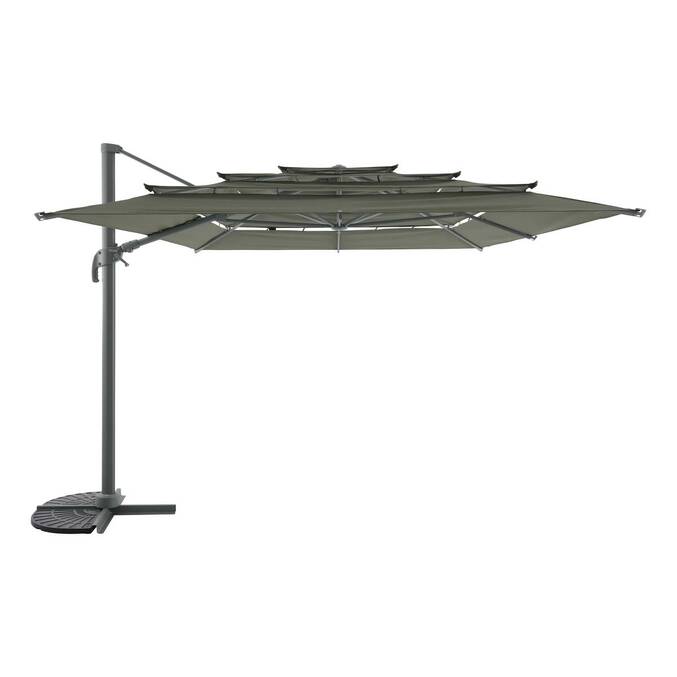 Parasol déporté rectangulaire inclinable MELHIA Vert laurier