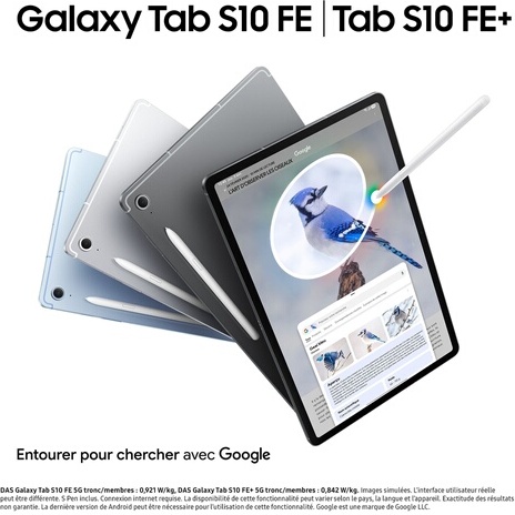 Tablette tactile Samsung Galaxy Tab S10FE+ 13.1'' 8Go 128Go 5G GRAY