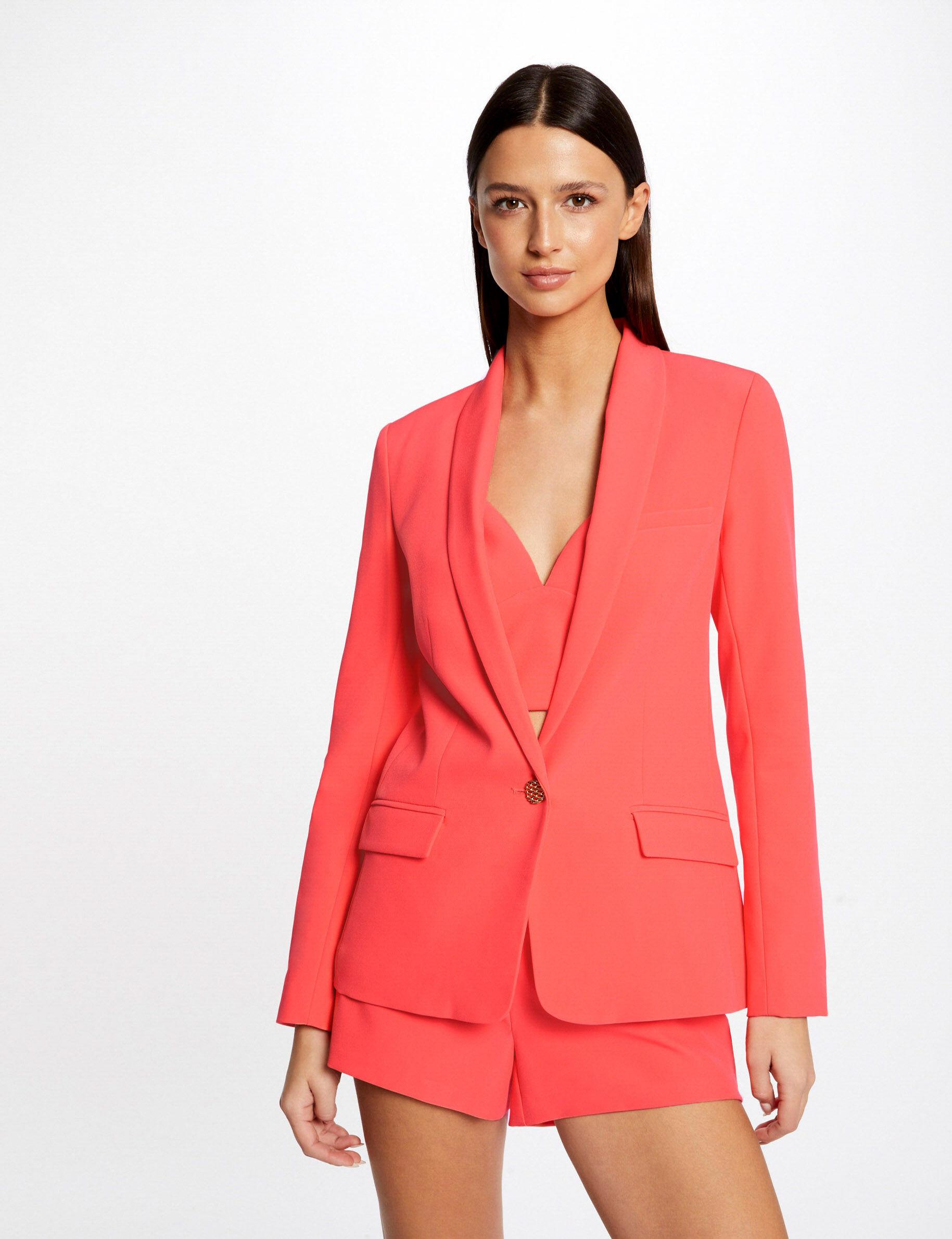 Veste cintrée boutonnée orange femme - orange