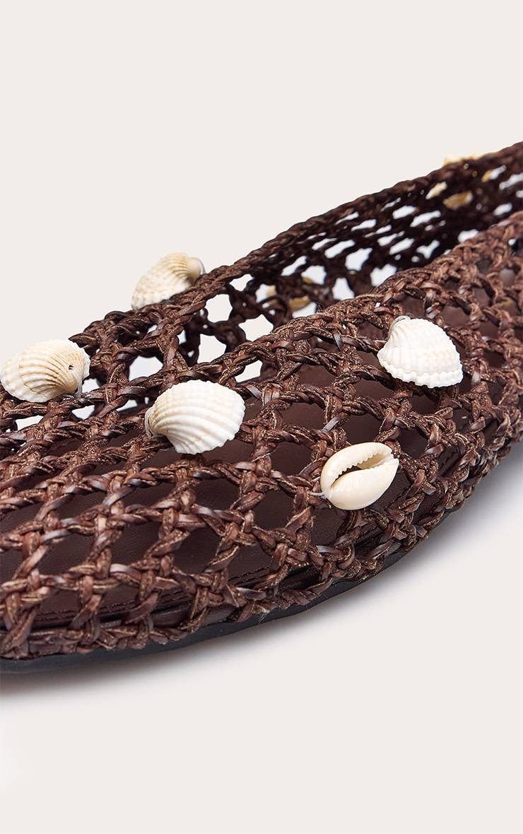Chocolat Ballerines En Crochet Avec Garniture De Coquillages