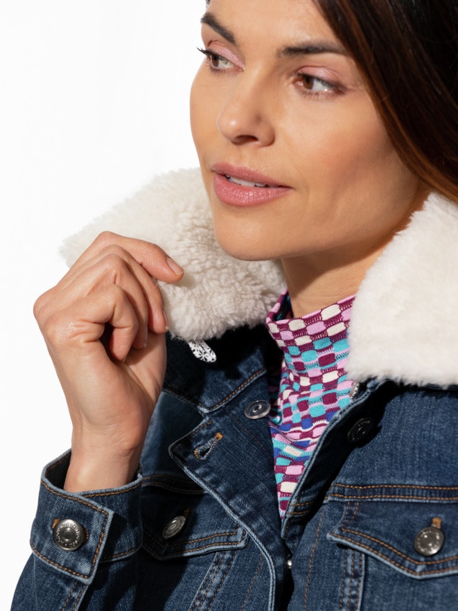 Jeansjacke Teddykragen
