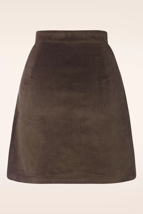 Vixen Corduroy zip up rok in bruin