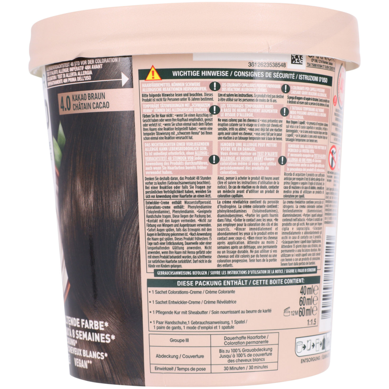 Garnier GOOD Dauerhafte Haarfarbe 4.0 Kakao Braun