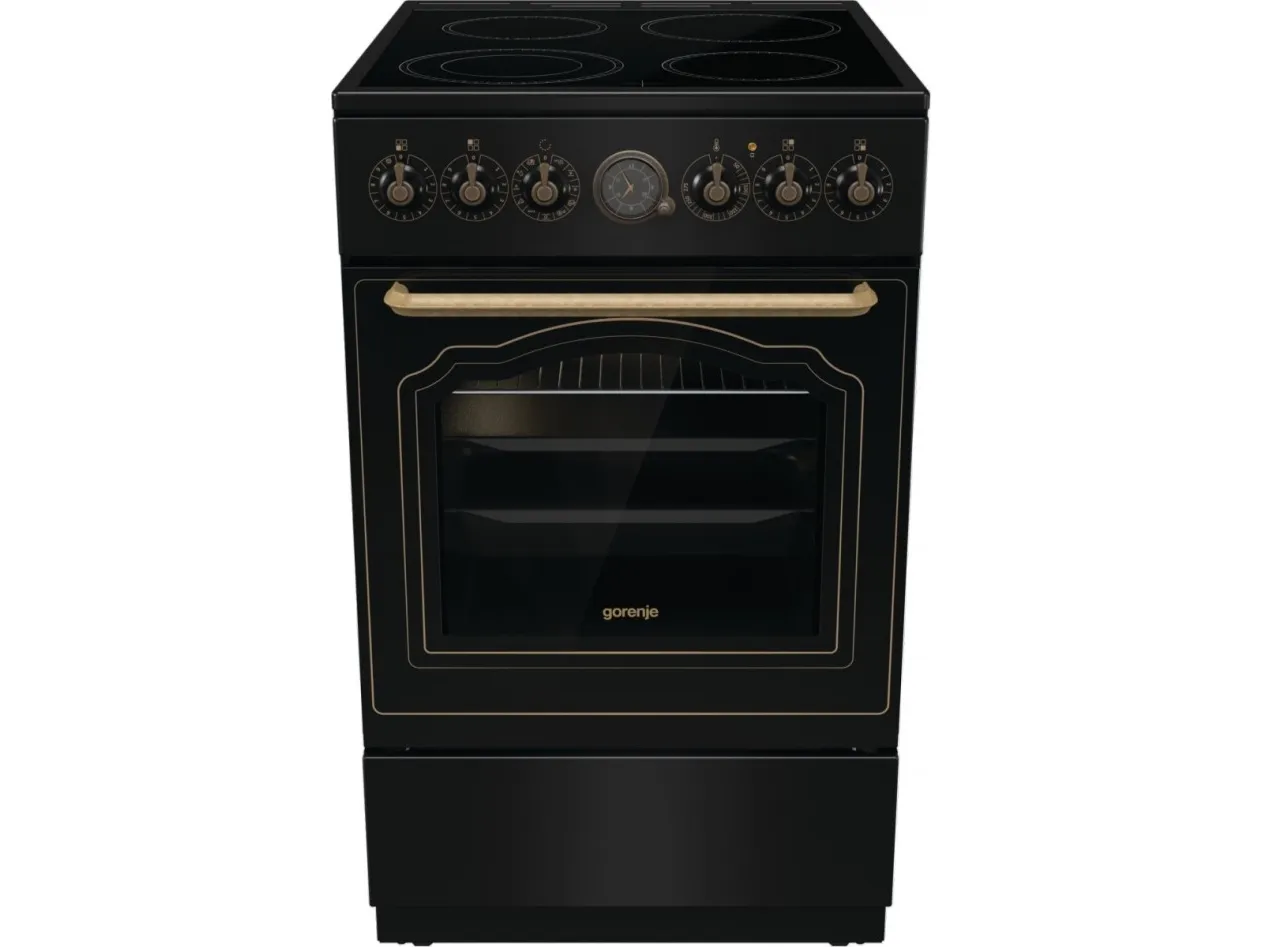 Gorenje Classico GECS5B70CLB - Komfur - med dampfunktion - fritstående - bredde: 50 cm - dybde: 59.4 cm - højde: 85 cm - med selv-rengøring - sort