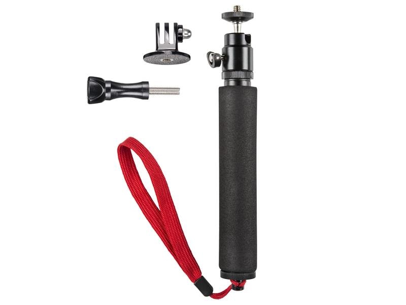 Mantona Selfie Stick Handstativ für GoPro Halterung mit Handschlaufe und Schaumstoffhandgriff