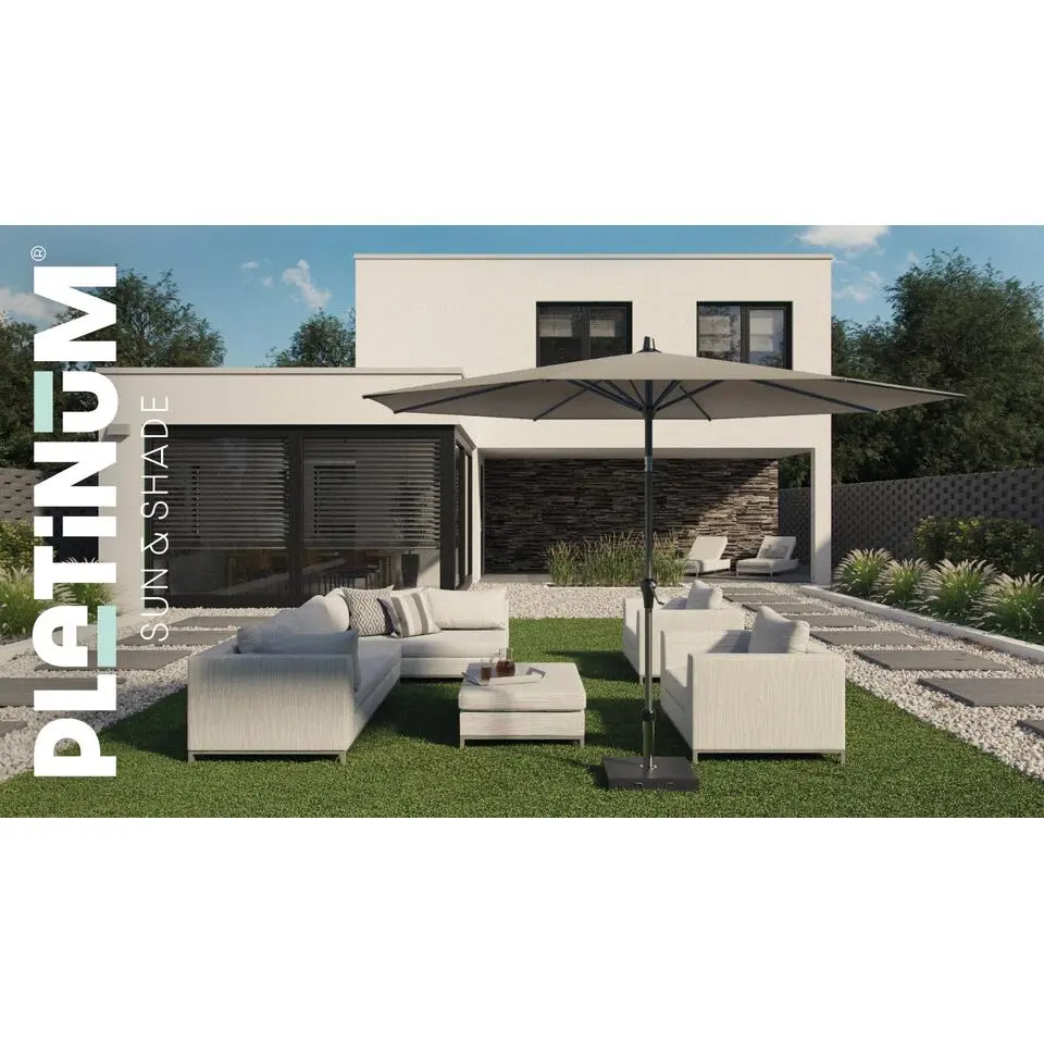 Platinum Riva stokparasol 3 m. rond - Teak Antraciet