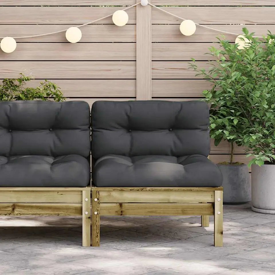 vidaXL - Tuinbank zonder armleuningen - Bruin - Hout - Met kussens