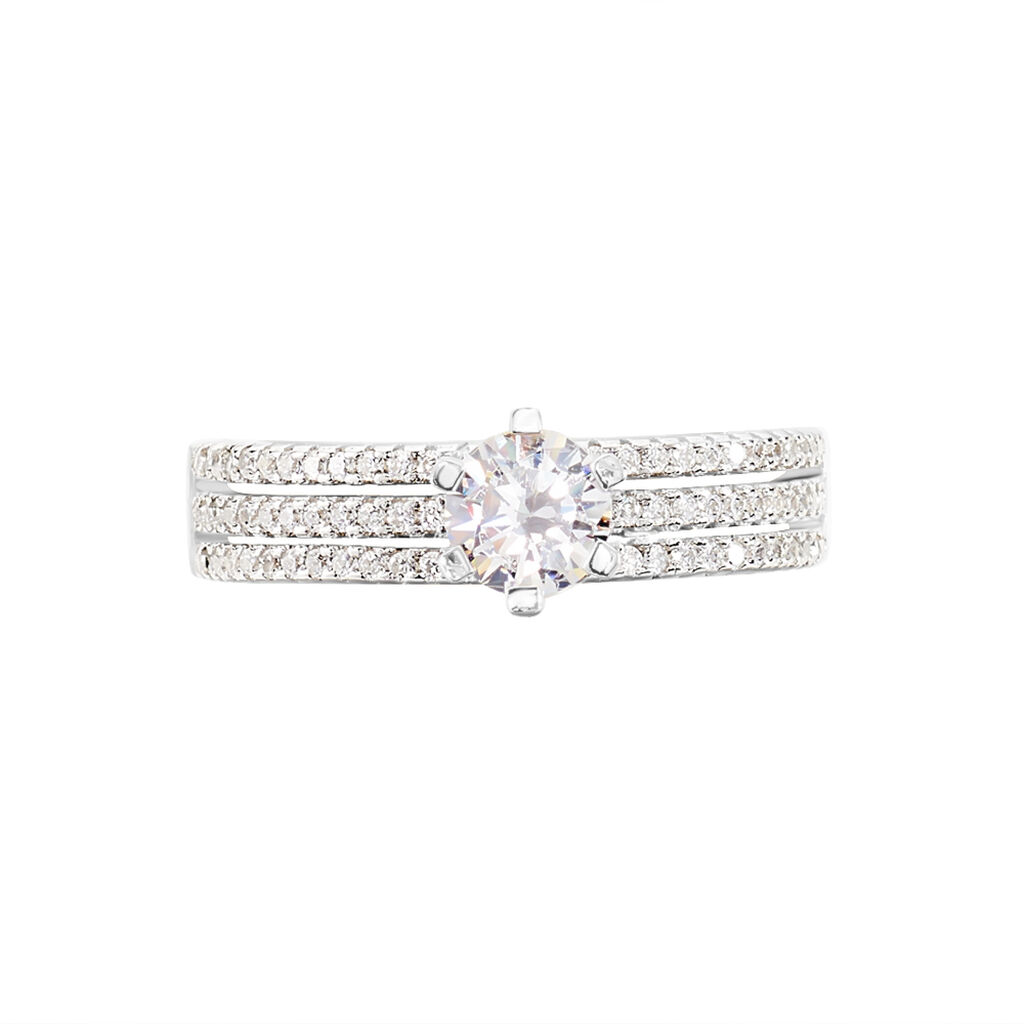 Bague Solitaire Ellora Argent Blanc Oxyde De Zirconium