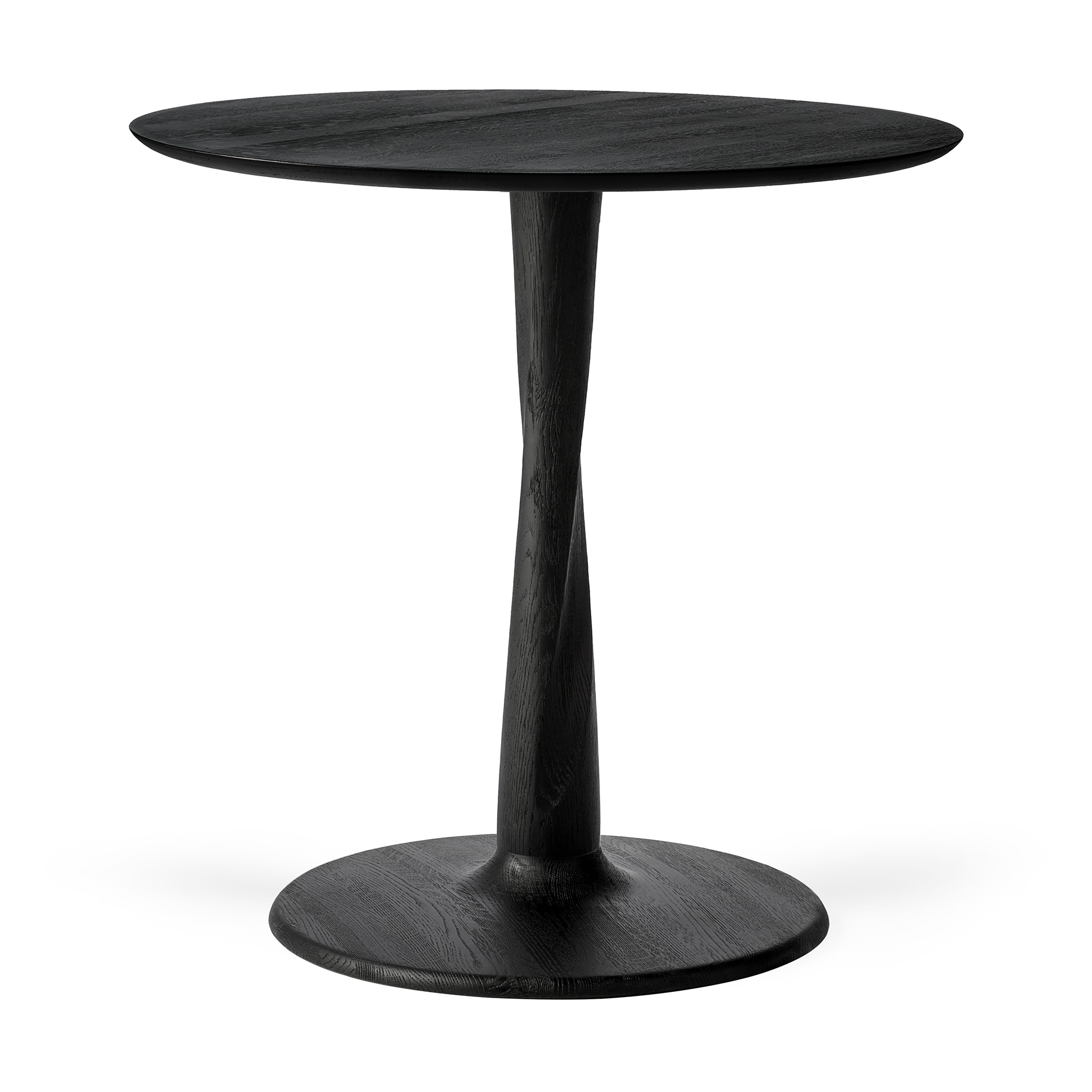 Ethnicraft - Torsion eettafel rond - eiken zwart - blad 70 cm - hoogte: laag 69 cm