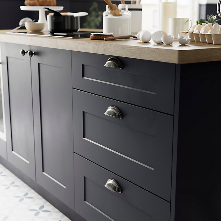 Poignée de meuble de cuisine GoodHome Chervil effet étain L. 9,46 cm, 2 pièces