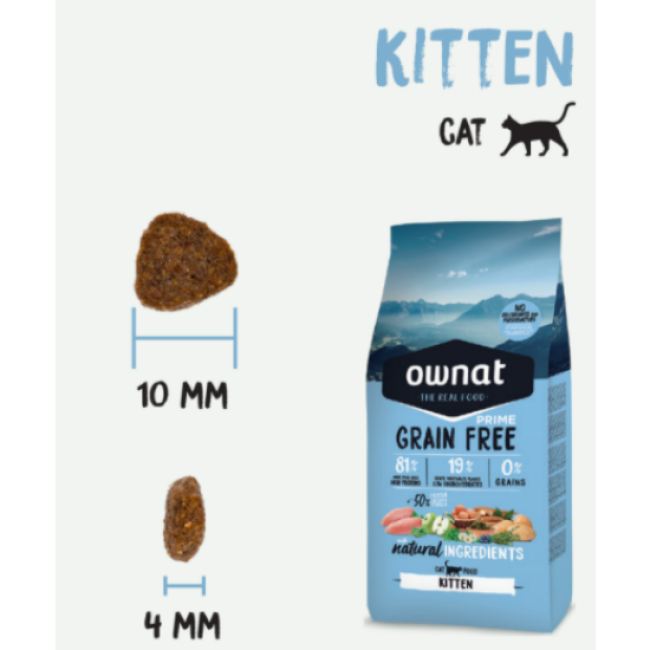 Croquettes Ownat Grain Free Prime sans céréales pour chaton