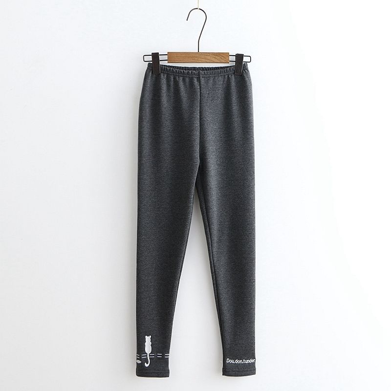 PANDAGO - Kat geborduurde fleece gevoerde legging