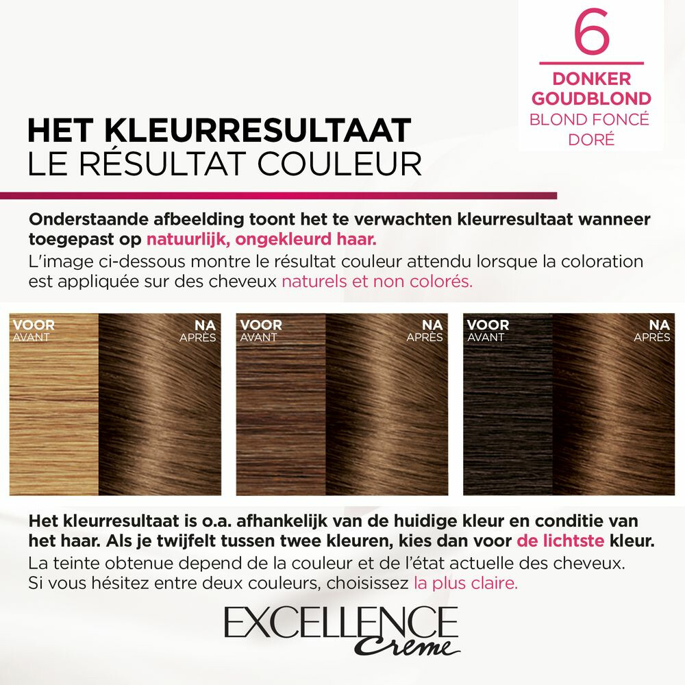 L'Oréal Excellence Crème Permanente Crèmekleuring 6 Donkerblond