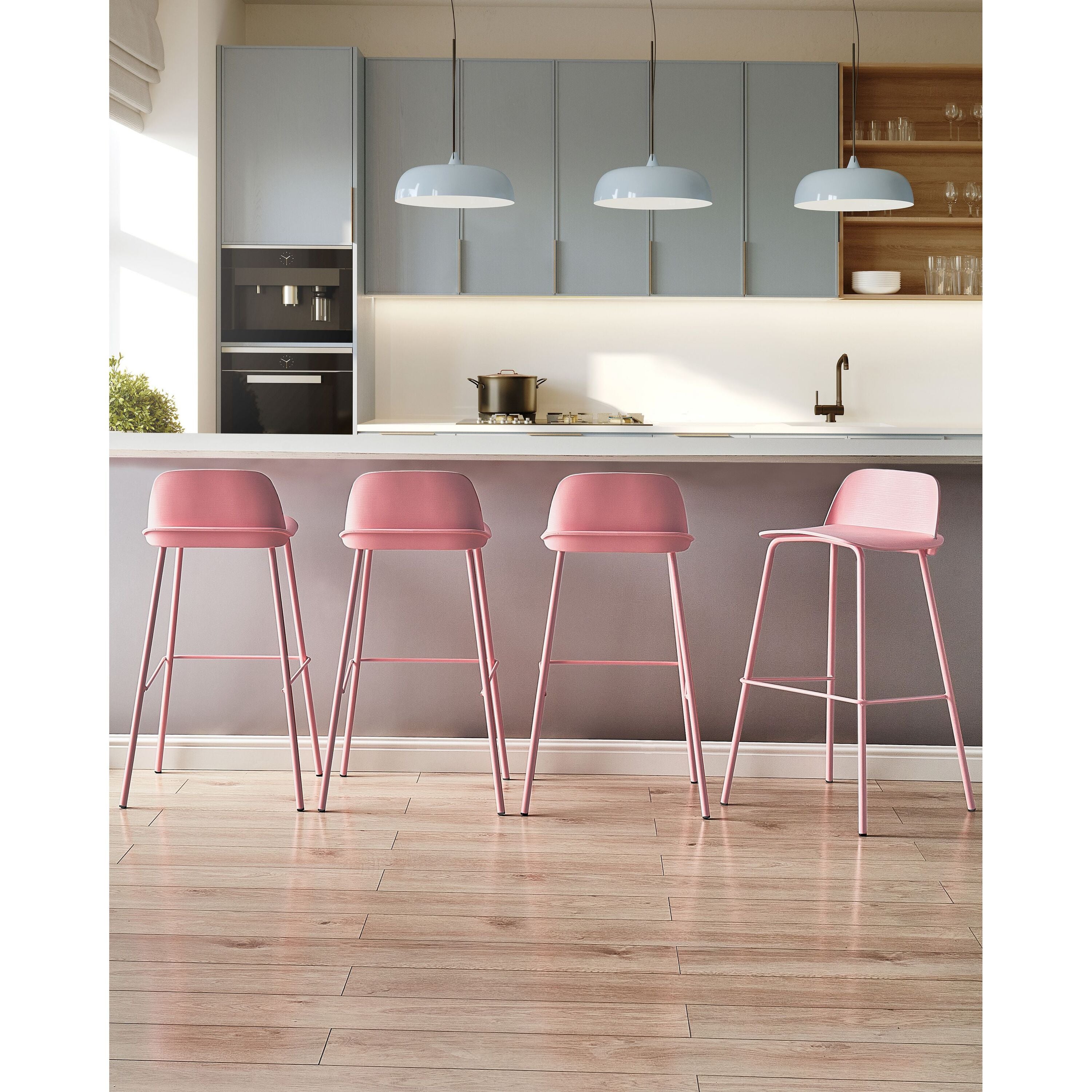 Beliani - MORA - Barkruk set van 4 - Pastelroze - Synthetisch