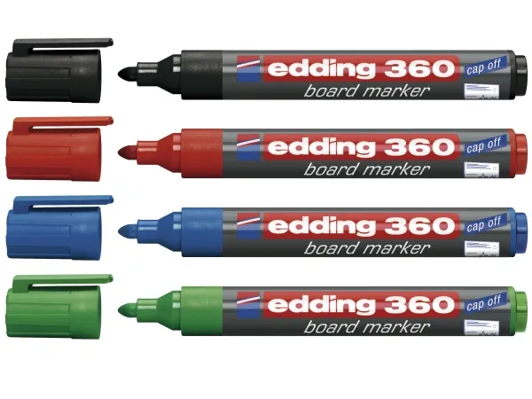 Whiteboardmarker, Edding 360, ass.farver, pakke a 4 stk