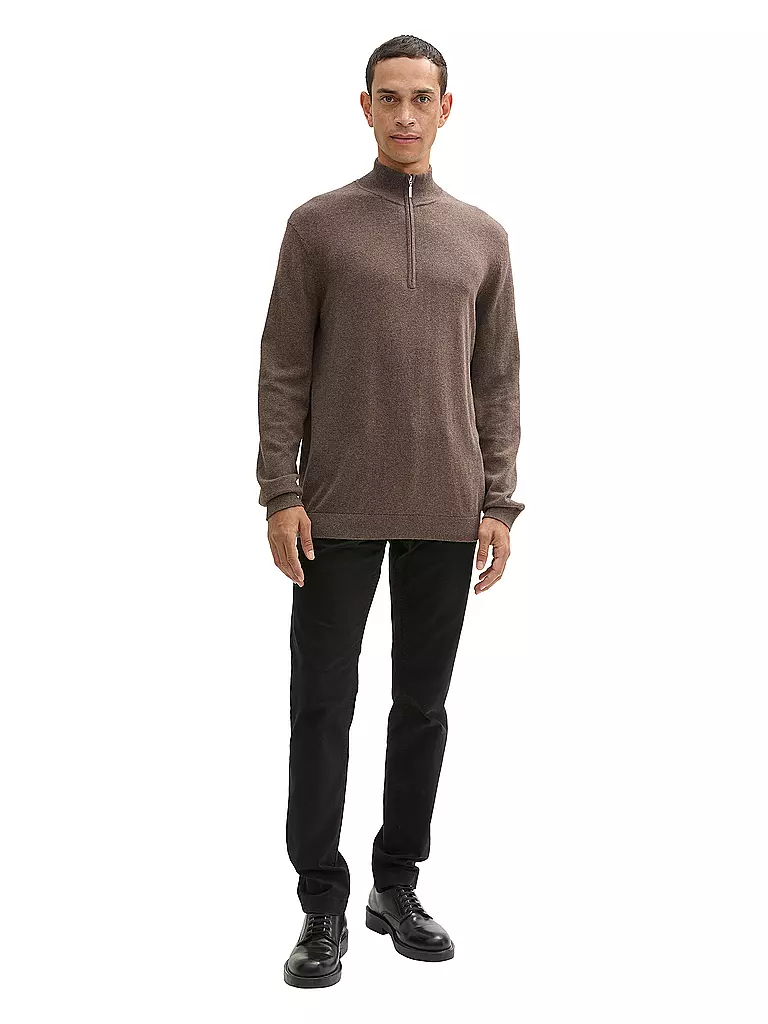 TOM TAILOR Troyer Pullover braun