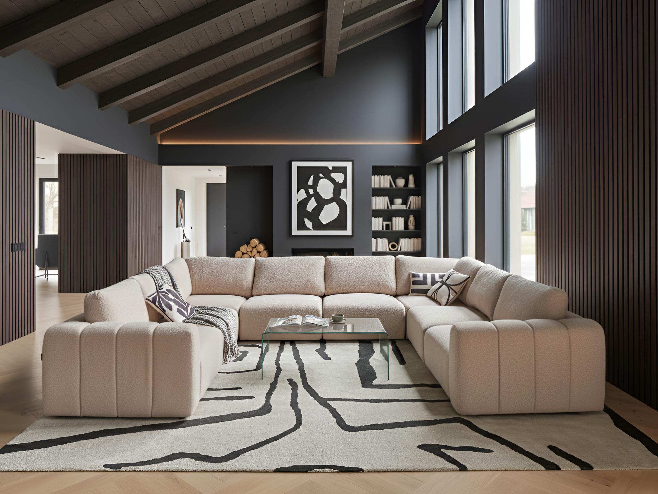 Modulaire U-vormige bank 8-zits KIVVIK Bouclé Beige