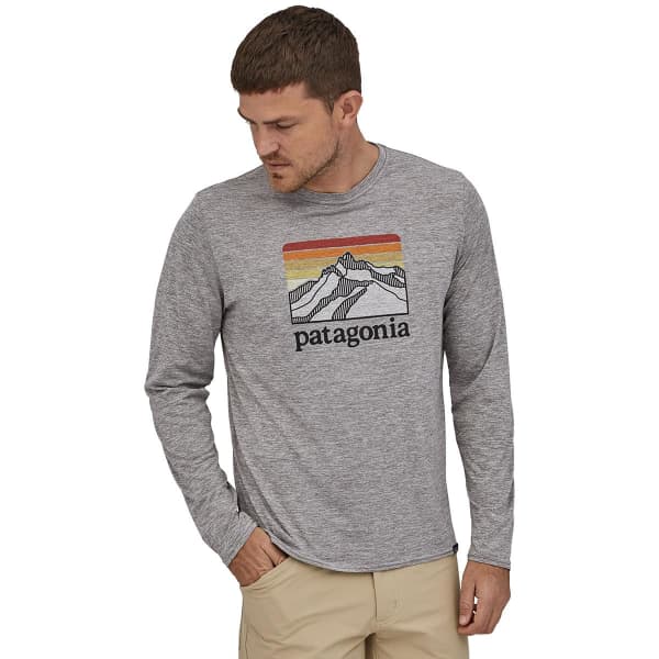 T-shirt randonnée PATAGONIA M'S L/S CAP COOL DAILY GRAPHIC SHIRT LINE LOGO RIDGE:FEATHER GREY