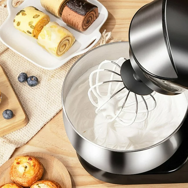 Batedeira de pedestal HKEEY, tigela de aço inoxidável de 5,5 litros, batedeira elétrica de cozinha com gancho para massa, batedor de arame e batedor plano.
