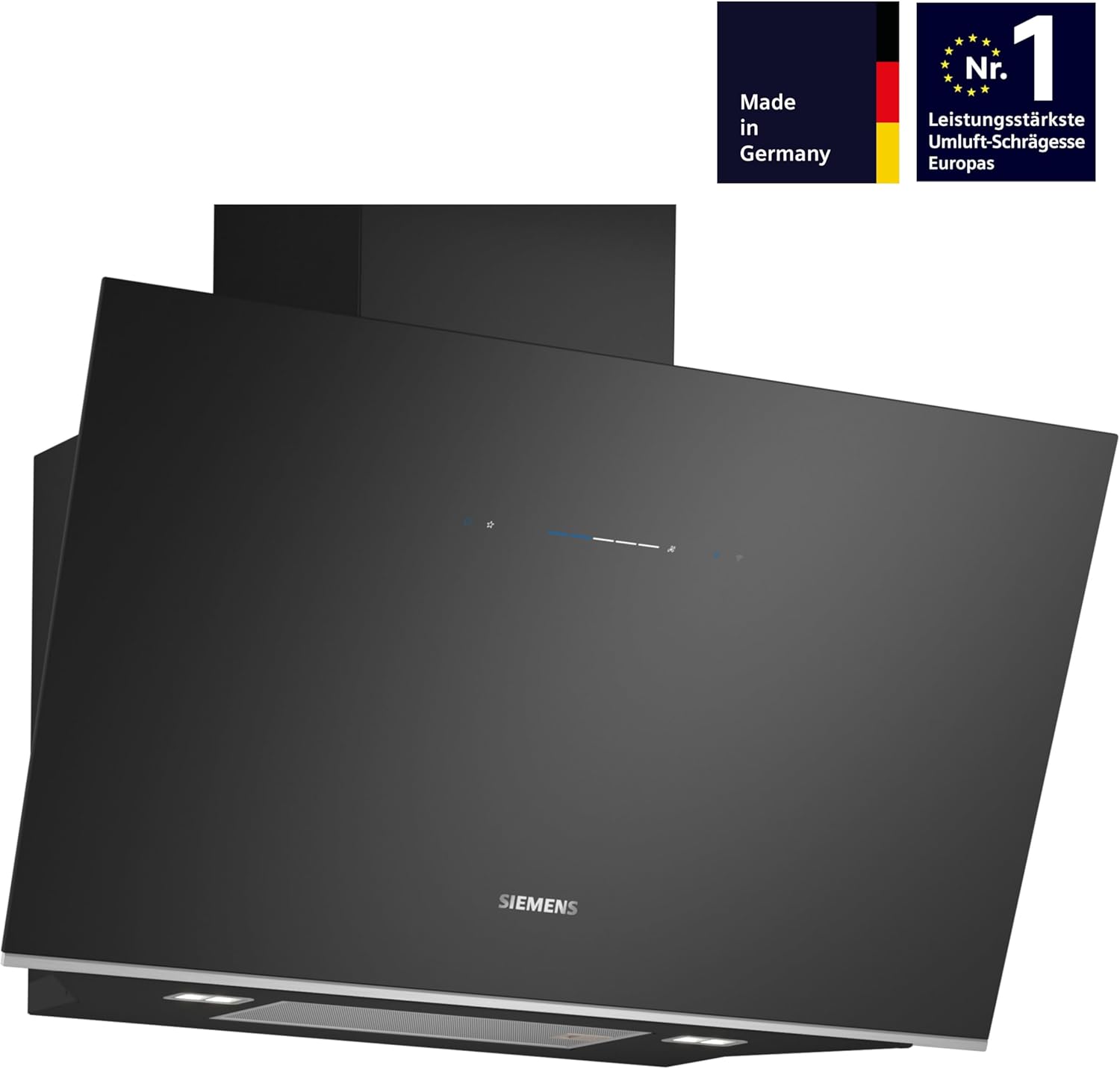 Siemens LC91KLT60 iQ700, Wandesse, 90 cm, Schwarz mit Glasschirm, Luftgütesensor mit cookConnect-System - Wandesse und Kochfeld, LED-Beleuchtung, Europas leistungsstärkste Schrägesse im Umluftbetrieb