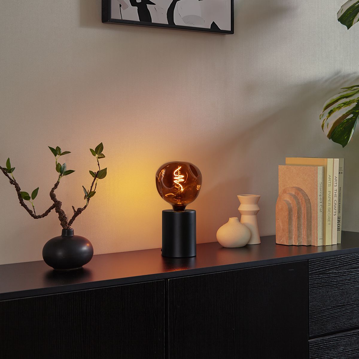 Moderne tafellamp zwart 13cm - Cylinder