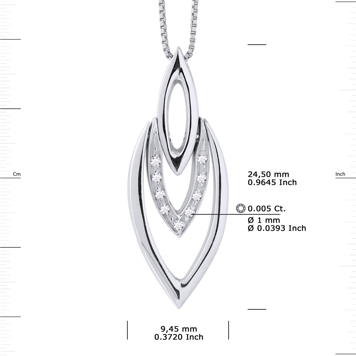 Collier FLAMME Diamants 0,050 Cts Or Blanc