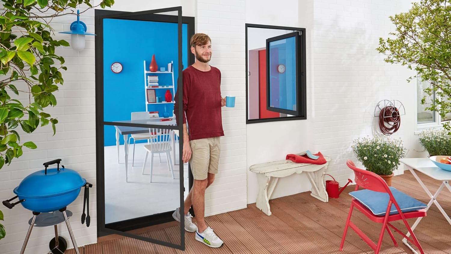 (120x240cm) ALU XL Comfort Tür Fliegengitter Insect Stop Zuschneidbarer Aluminiumrahmen (55197-00003-00) - Anthrazit