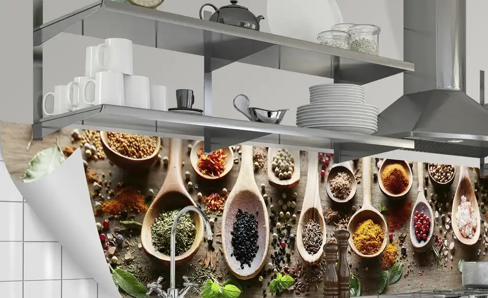 Küchenrückwand-Folie Fixy Spicy Kitchen 220 cm Gewürze