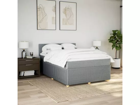 Sommier à lattes de lit avec matelas Gris clair 140x190cm Tissu
