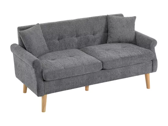 Design moderne, meubles rembourrés, canapé double, canapé rembourré avec coussins épais, gris