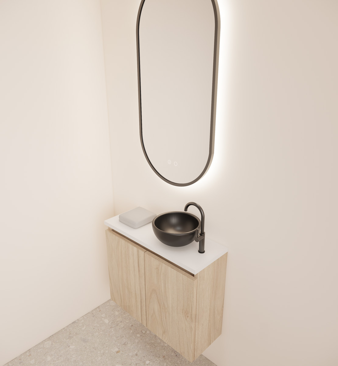 Gliss Design Echo toiletmeubel 60cm kastanje met toppaneel wit mat