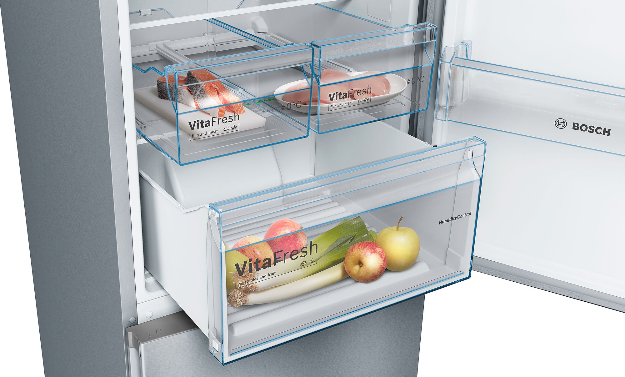 Refrigerador Combinado Independente Série 4, 186 x 60 cm, Aço Inoxidável Resistente a Impressões Digitais KGN36VIEA