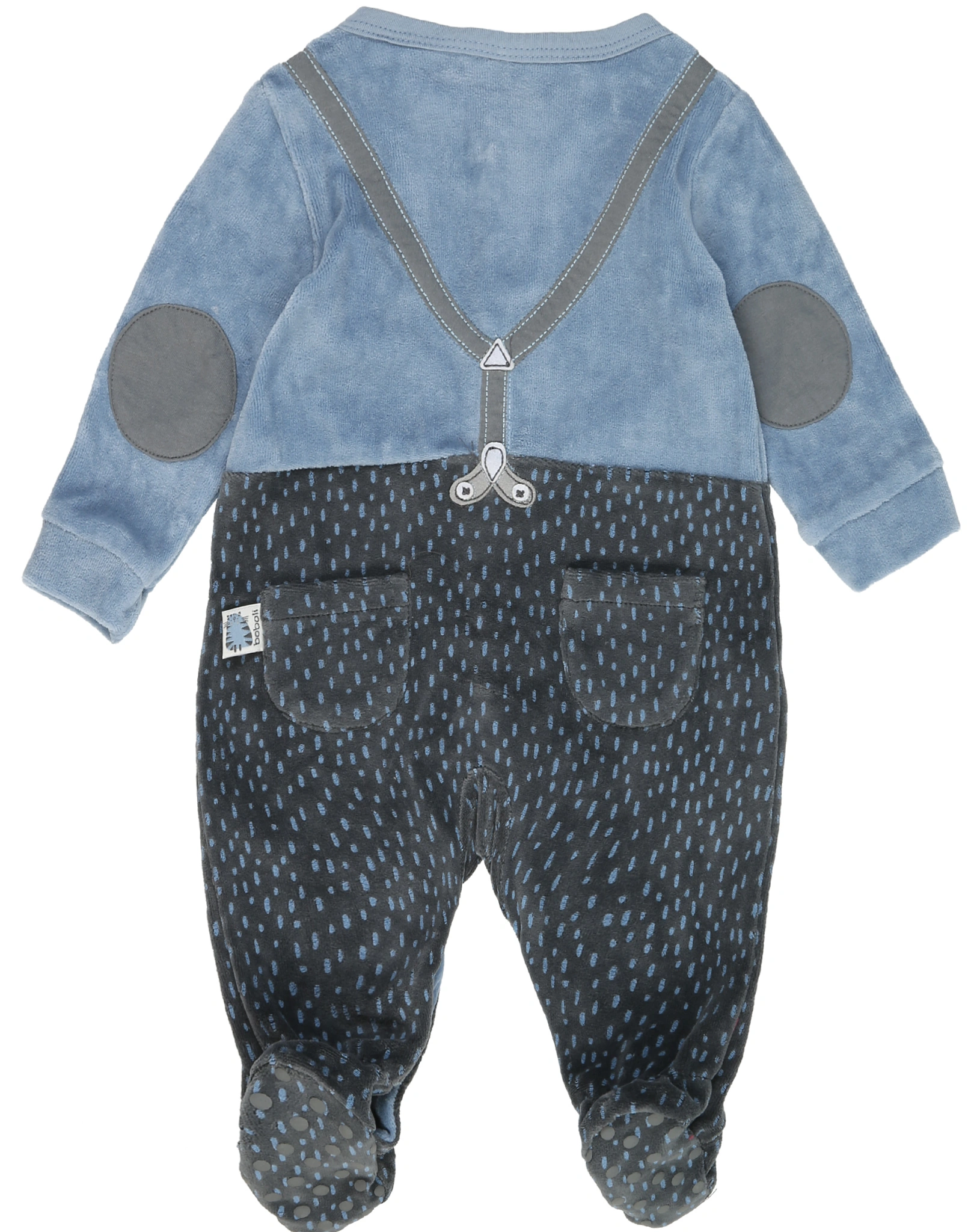 Velours-Strampler TIRANTES in blau