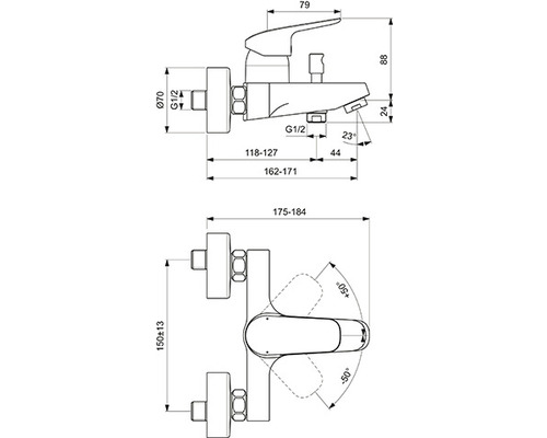 Ideal Standard badkraan CERAFLEX chroom B1721AA