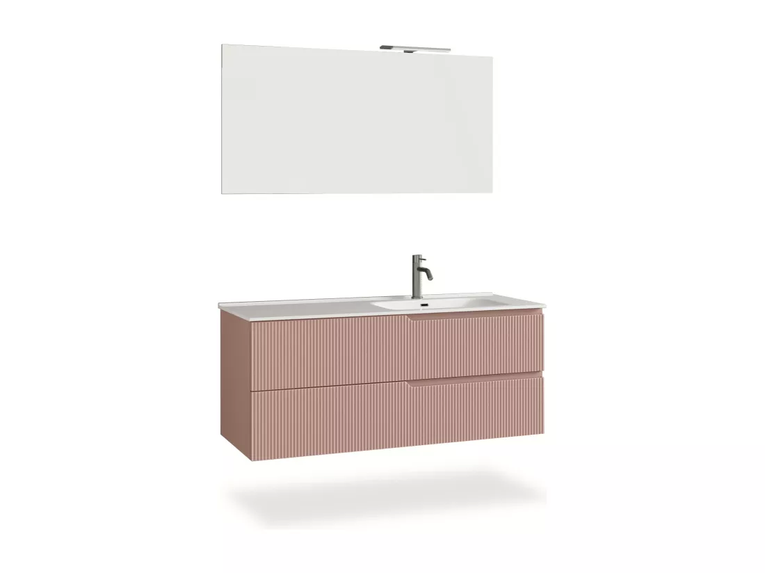 Ensemble salle de bain vasque droite 4 pièces VENERE rose poudrè