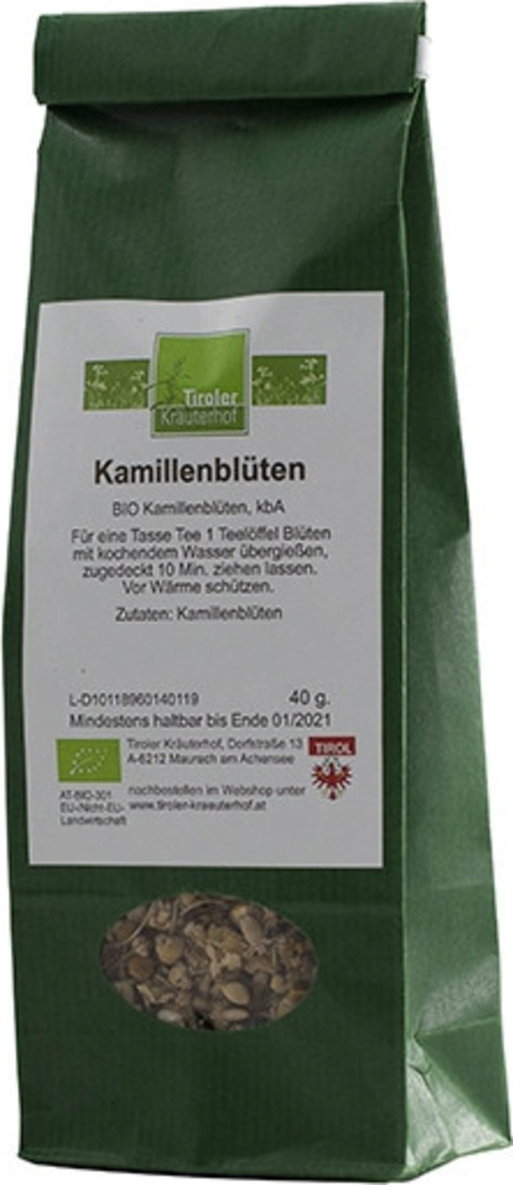 Tiroler Kräuterhof  Bio Tee Kamillenblüten, 40 g